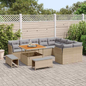 vidaXL Garden Sofa Set with Cushions 12 pcs Beige and Light Grey