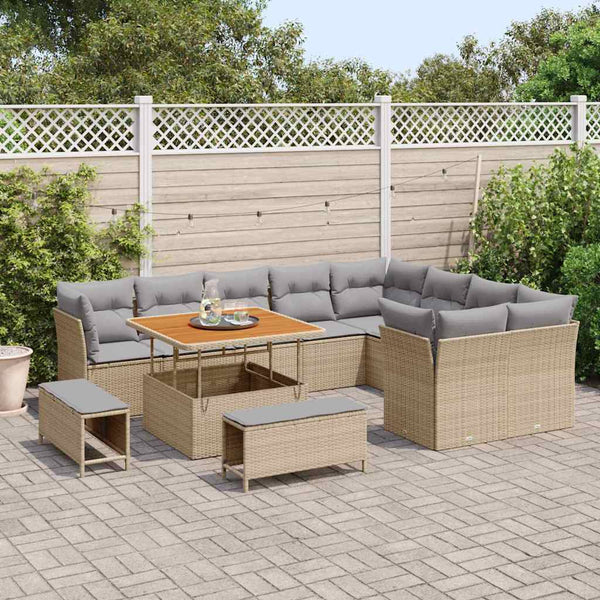 vidaXL Garden Sofa Set with Cushions 12 pcs Beige and Light Grey