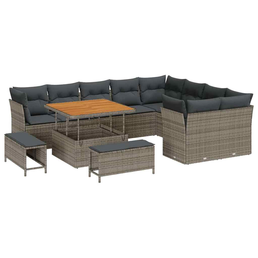 vidaXL Garden Sofa Set with Cushions with Storage 12 pcs Grey