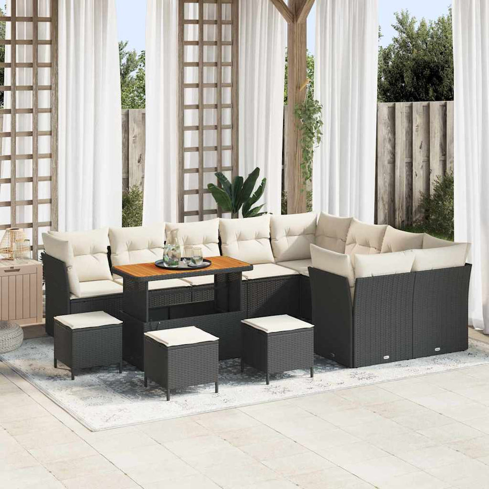 vidaXL Garden Sofa Set with Cushions 13 pcs Black and Cream