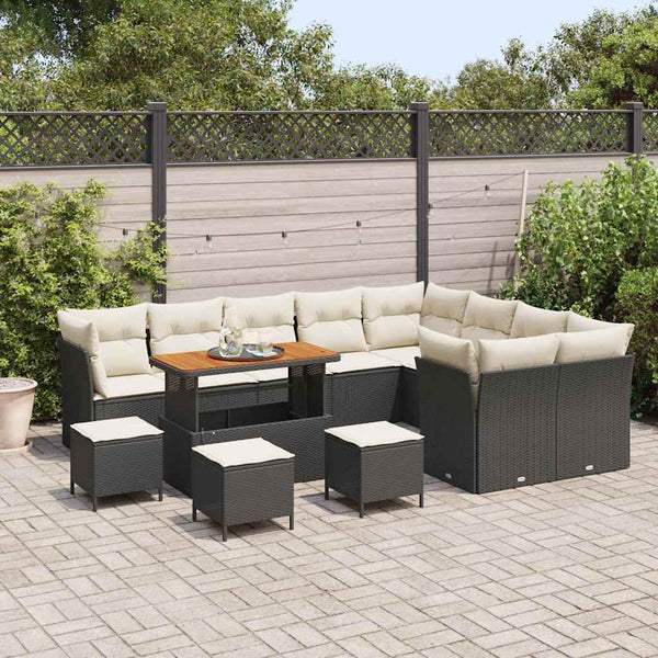 vidaXL Garden Sofa Set with Cushions 13 pcs Black and Cream