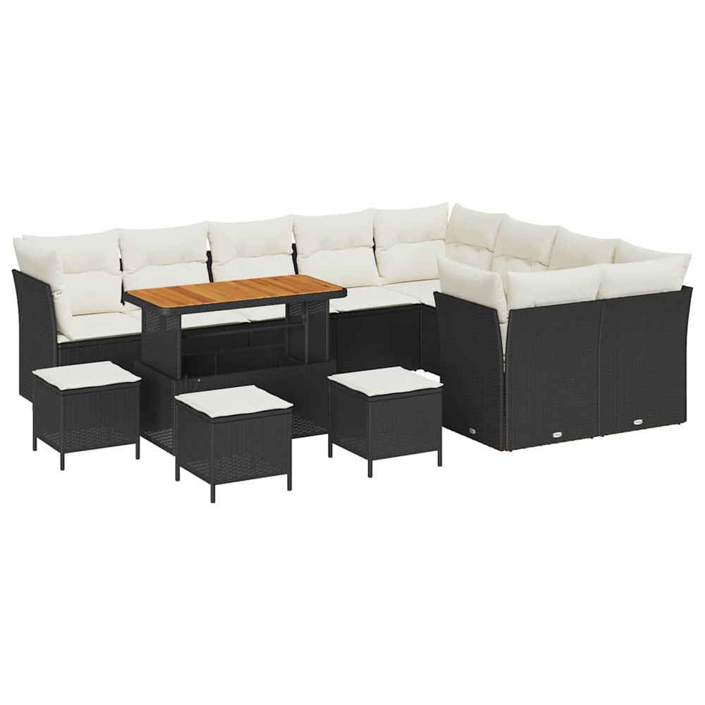 vidaXL Garden Sofa Set with Cushions 13 pcs Black and Cream