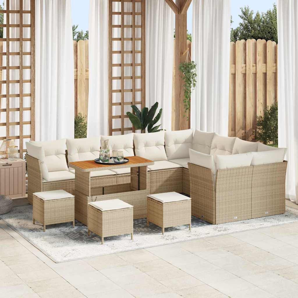 vidaXL Garden Sofa Set with Cushions and Storage 13 pcs Beige and Cream