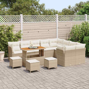 vidaXL Garden Sofa Set with Cushions and Storage 13 pcs Beige and Cream