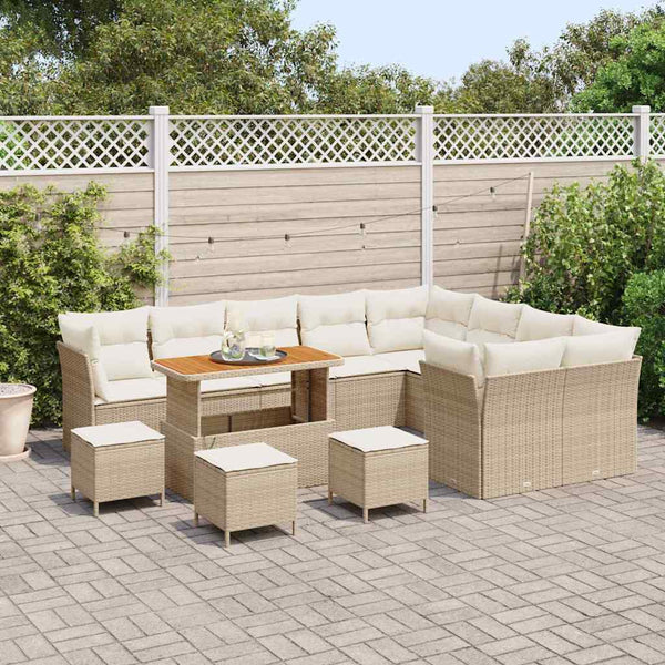 vidaXL Garden Sofa Set with Cushions and Storage 13 pcs Beige and Cream