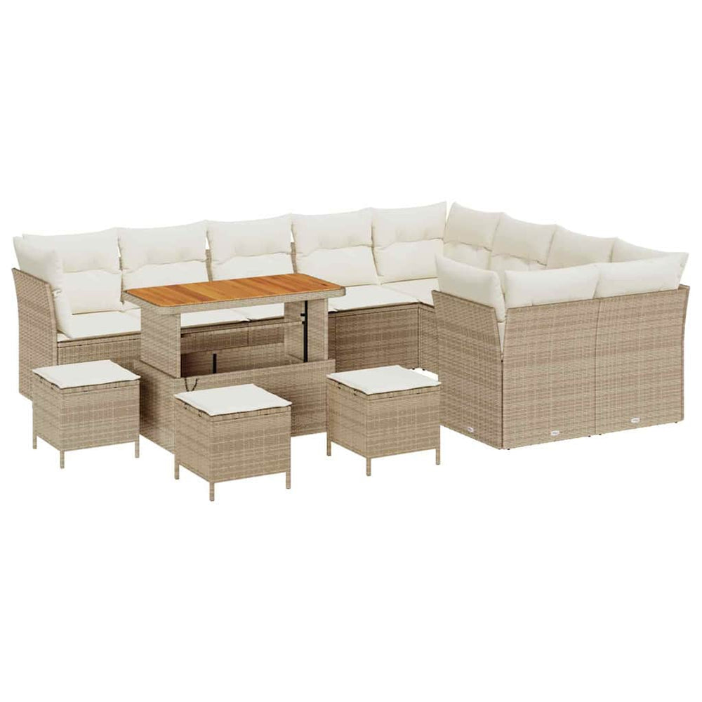 vidaXL Garden Sofa Set with Cushions and Storage 13 pcs Beige and Cream