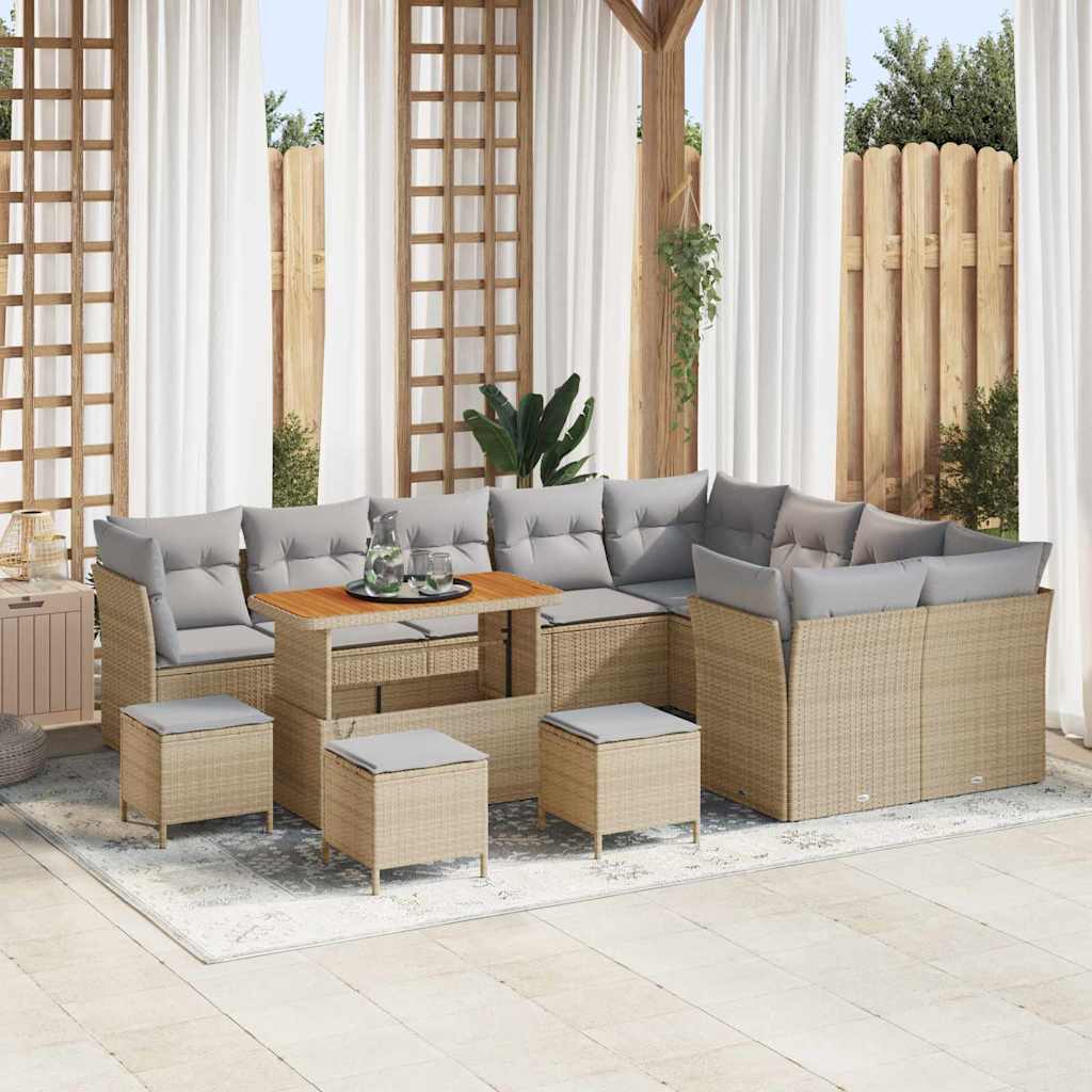 vidaXL Garden Sofa Set with Cushions 13 pcs Beige and Light Gray