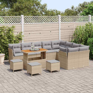 vidaXL Garden Sofa Set with Cushions 13 pcs Beige and Light Gray
