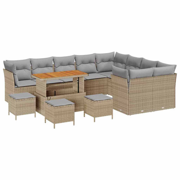 vidaXL Garden Sofa Set with Cushions 13 pcs Beige and Light Gray