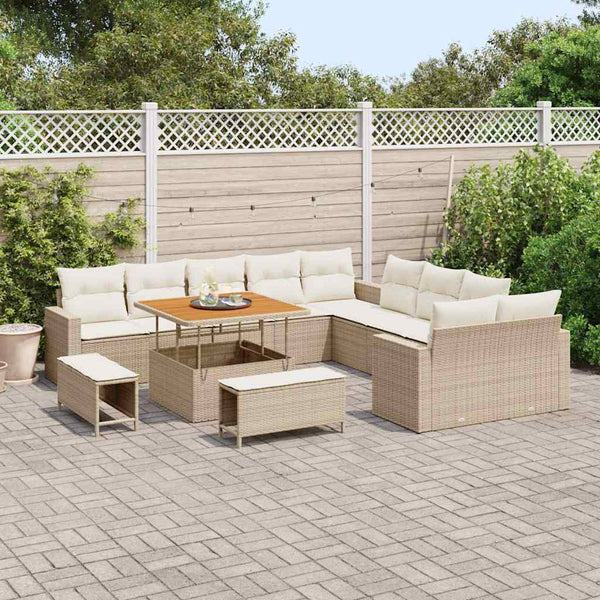 vidaXL Garden Sofa Set with Cushions 17 pcs Beige and Cream Poly Rattan