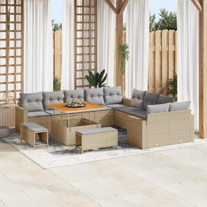 vidaXL Garden Sofa Set with Cushions 17 pcs Beige and Light Grey Poly Rattan