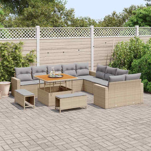 vidaXL Garden Sofa Set with Cushions 17 pcs Beige and Light Grey Poly Rattan