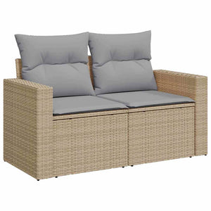 vidaXL Garden Sofa Set with Cushions 17 pcs Beige and Light Grey Poly Rattan