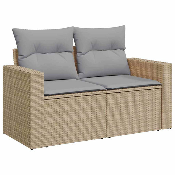 vidaXL Garden Sofa Set with Cushions 17 pcs Beige and Light Grey Poly Rattan