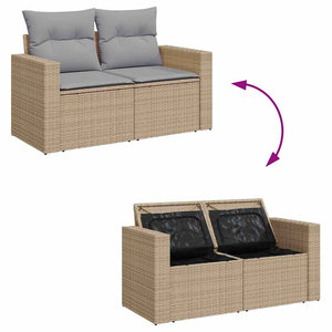 vidaXL Garden Sofa Set with Cushions 17 pcs Beige and Light Grey Poly Rattan