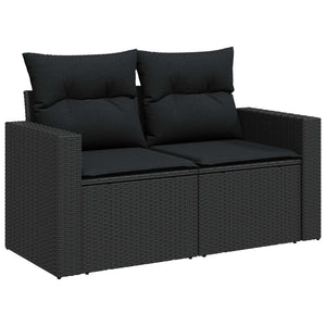 vidaXL Garden Sofa Set with Cushions 18 pcs Black Poly Rattan