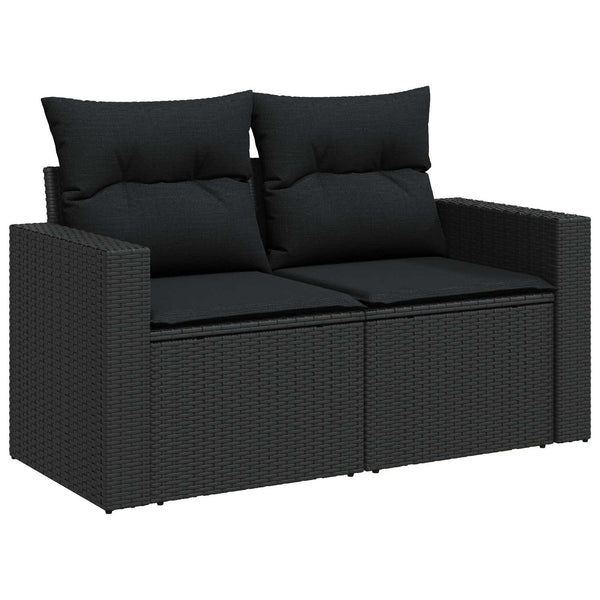 vidaXL Garden Sofa Set with Cushions 18 pcs Black Poly Rattan