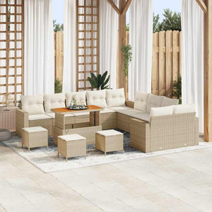 vidaXL Garden Sofa Set with Cushions 18 pcs Beige and Cream Poly Rattan
