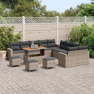 vidaXL Garden Sofa Set with Cushions 18 pcs Grey Poly Rattan
