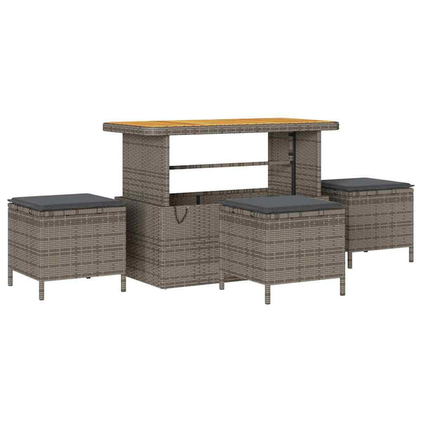 vidaXL Garden Sofa Set with Cushions with Storage 14 pcs Grey Poly Rattan