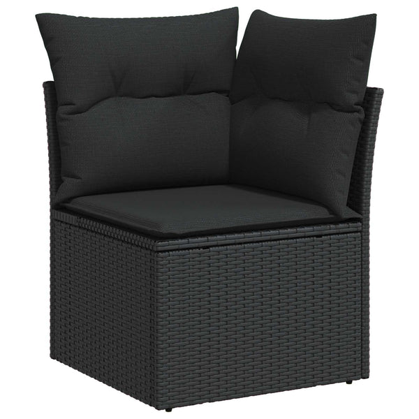 vidaXL Garden Sofa Set with Cushions 12 pcs Black Poly Rattan