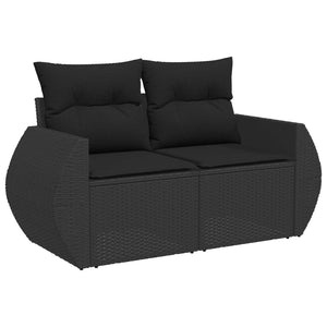 vidaXL Garden Sofa Set with Cushions 13 pcs Black Poly Rattan