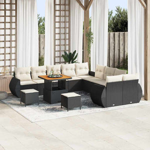 vidaXL Garden Sofa Set with Cushions 13 pcs Black and Cream