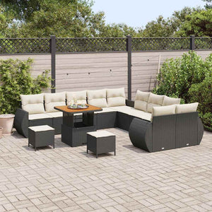 vidaXL Garden Sofa Set with Cushions 13 pcs Black and Cream