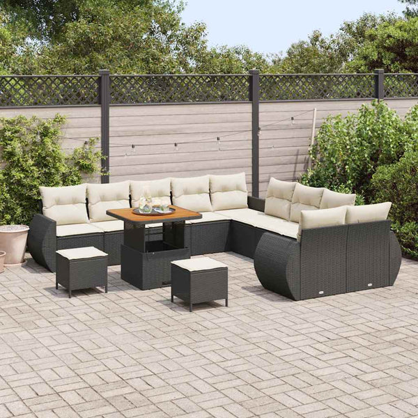 vidaXL Garden Sofa Set with Cushions 13 pcs Black and Cream