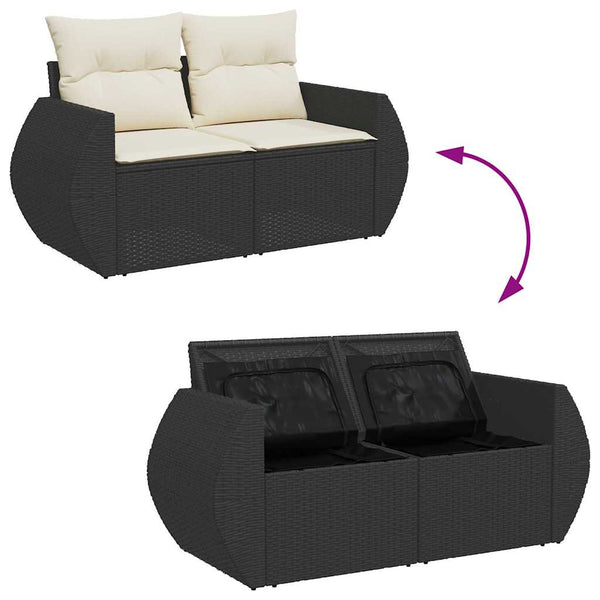 vidaXL Garden Sofa Set with Cushions 13 pcs Black and Cream
