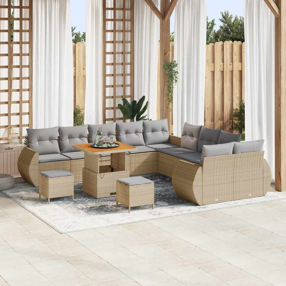 vidaXL Garden Sofa Set with Cushions 13 pcs Beige and Light Grey