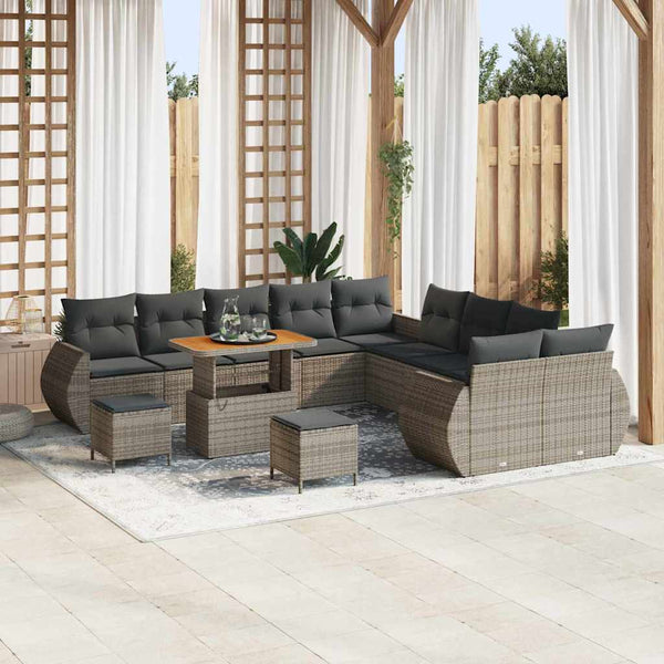 vidaXL Garden Sofa Set with Cushions with Storage 13 pcs Grey