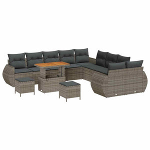 vidaXL Garden Sofa Set with Cushions with Storage 13 pcs Grey