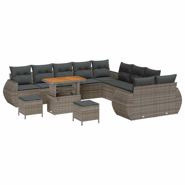 vidaXL Garden Sofa Set with Cushions with Storage 13 pcs Grey