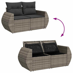 vidaXL Garden Sofa Set with Cushions with Storage 13 pcs Grey