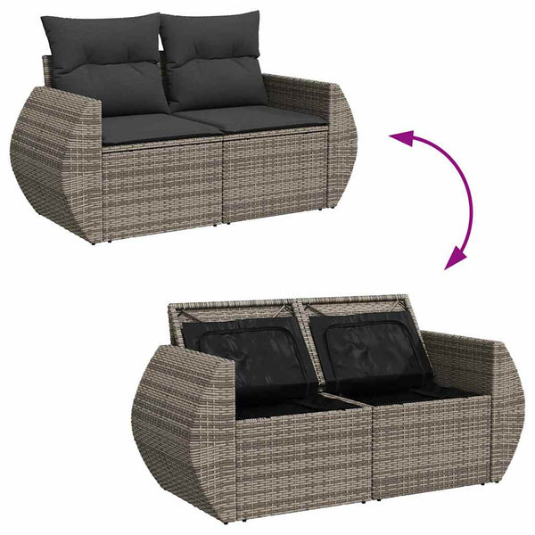 vidaXL Garden Sofa Set with Cushions with Storage 13 pcs Grey