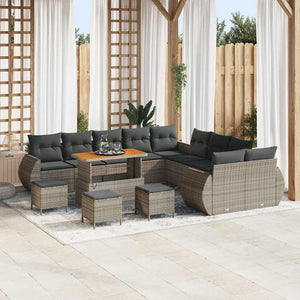 vidaXL Garden Sofa Set with Cushions and Storage 14 pcs Grey