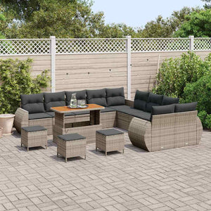 vidaXL Garden Sofa Set with Cushions and Storage 14 pcs Grey