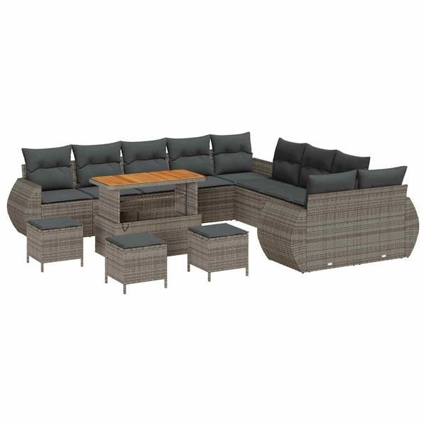 vidaXL Garden Sofa Set with Cushions and Storage 14 pcs Grey