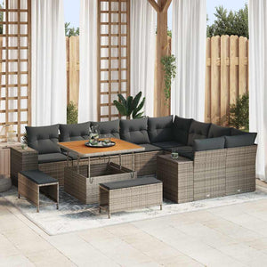vidaXL Garden Sofa Set with Cushions with Storage 12 pcs Grey