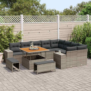 vidaXL Garden Sofa Set with Cushions with Storage 12 pcs Grey