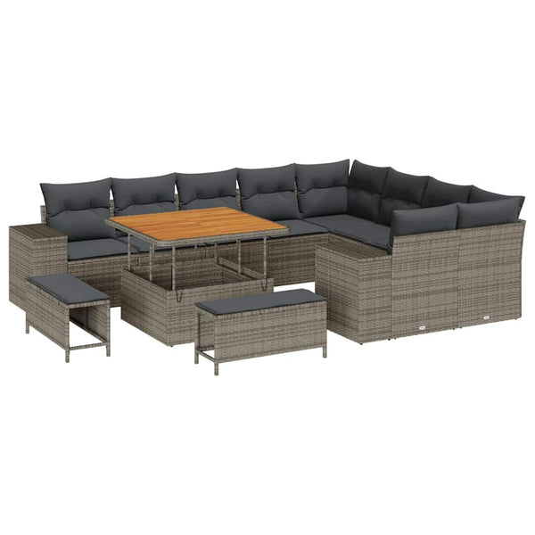 vidaXL Garden Sofa Set with Cushions with Storage 12 pcs Grey