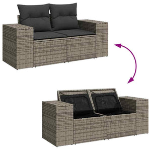 vidaXL Garden Sofa Set with Cushions with Storage 12 pcs Grey