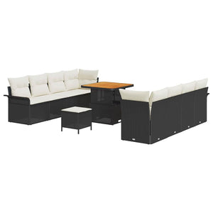 vidaXL Garden Sofa Set with Cushions Black and Cream 80 x 80 x 71 cm