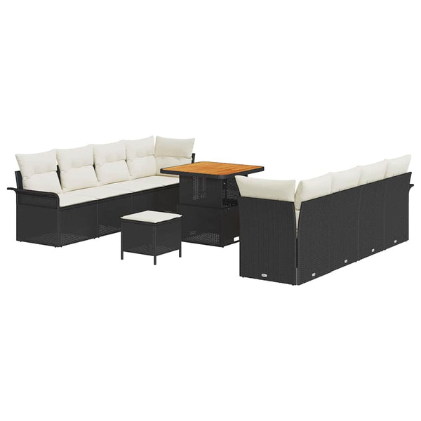 vidaXL Garden Sofa Set with Cushions Black and Cream 80 x 80 x 71 cm