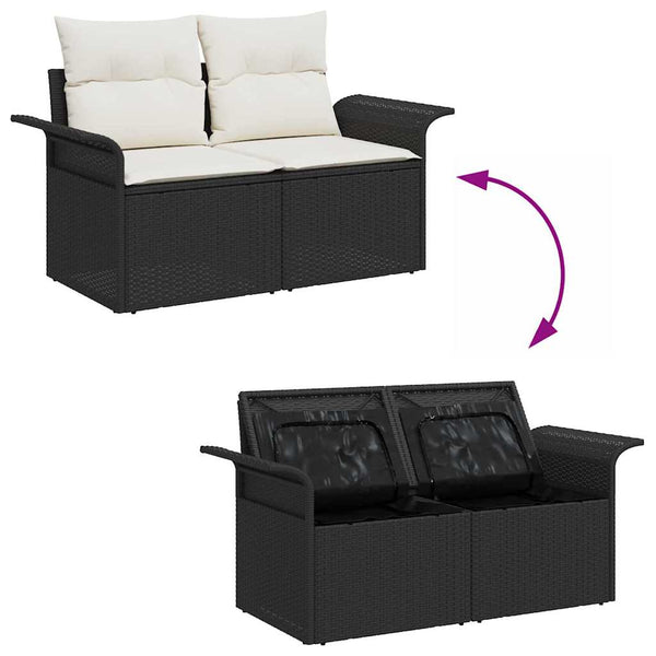 vidaXL Garden Sofa Set with Cushions Black and Cream 80 x 80 x 71 cm