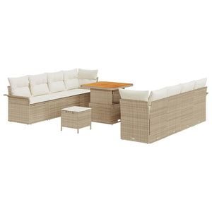 vidaXL Garden Sofa Set with Cushions Beige and Cream 80 x 80 x 71 cm