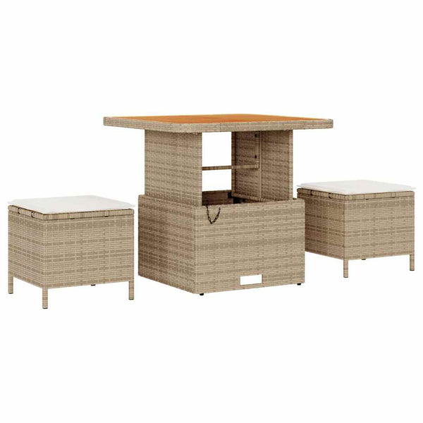 vidaXL Garden Sofa Set with Cushions Beige and Cream 80 x 80 x 71 cm