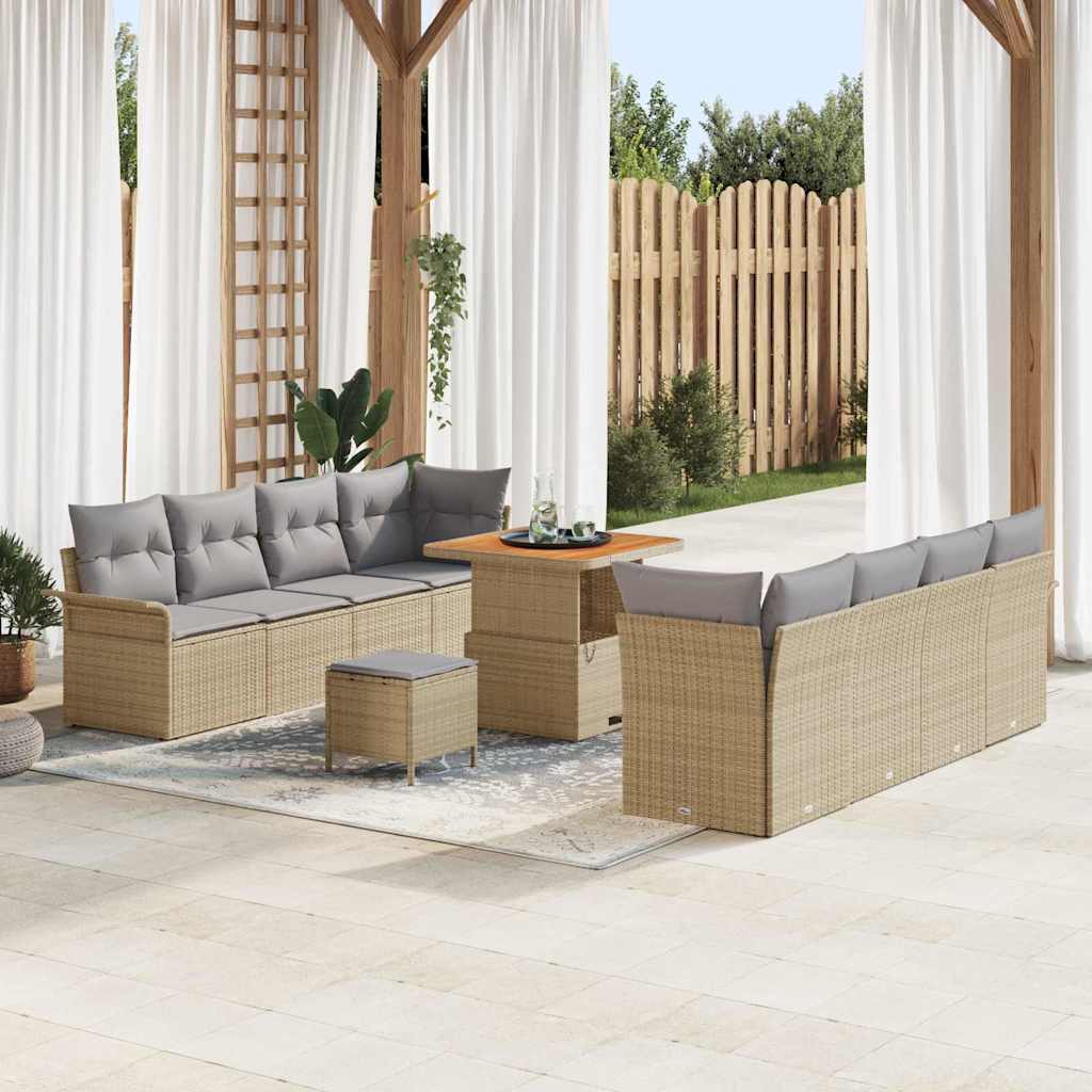 vidaXL Garden Sofa Set with Cushions Beige and Light Gray 80 x 80 x 71 cm