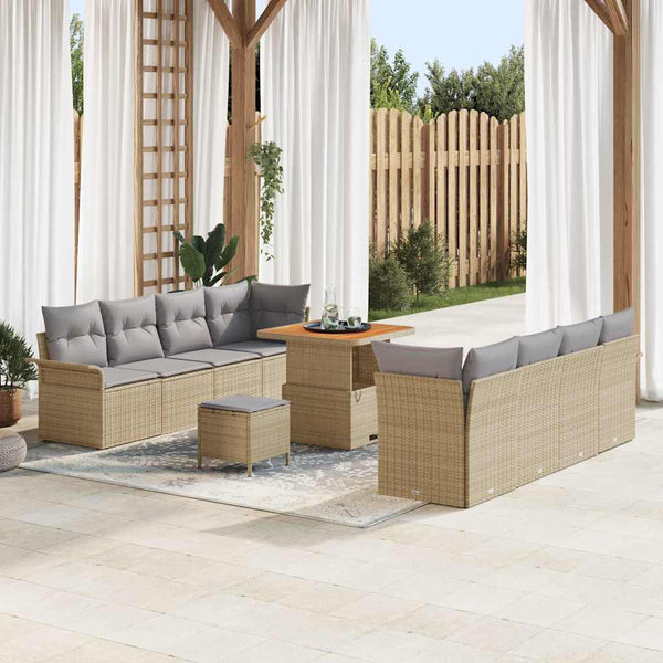 vidaXL Garden Sofa Set with Cushions Beige and Light Gray 80 x 80 x 71 cm